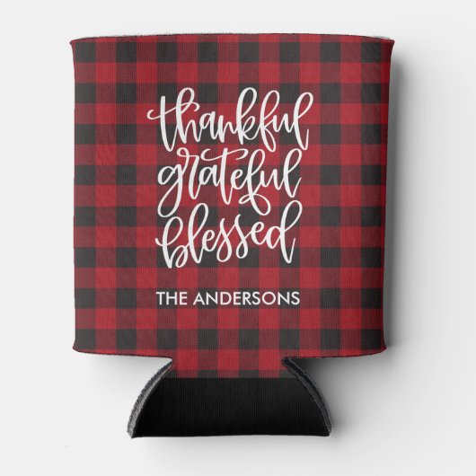 Bedankt Grateful Blessed Name Red Pset Blikjeskoeler (Voorkant)