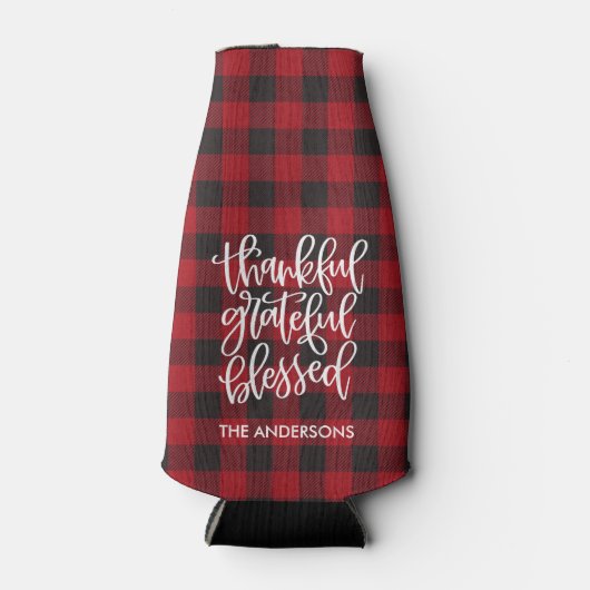 Bedankt Grateful Blessed Name Red Pset Flesjeskoeler (Voorkant)