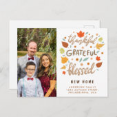 Bedankt Grateful Blessed New Home Announge Feestdagenkaart (Voorkant / Achterkant)
