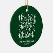 Bedankt Grateful Blessed PHOTO BACK Green Keramisch Ornament (Rechts)