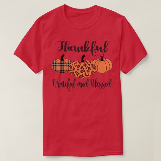 Bedankt Grateful Blessed Pset Leopard Pumpkin T-shirt (Design voorkant)