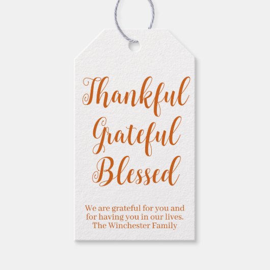 Bedankt Grateful Blessed Pumpkin-scriptvakantie Cadeaulabel (Voorkant)