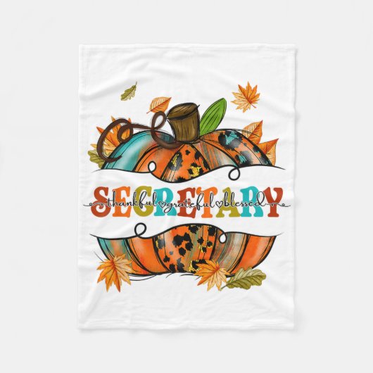 Bedankt Grateful Blessed Secretary Pumpkin Autumn Fleece Deken (Voorkant)