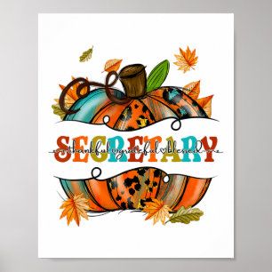 Bedankt Grateful Blessed Secretary Pumpkin Autumn Poster