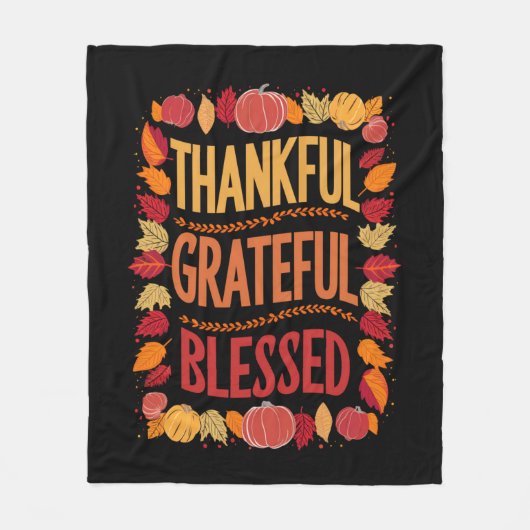 Bedankt Grateful Blessed Thanksgiving Herfst Fleece Deken (Voorkant)