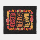 Bedankt Grateful Blessed Thanksgiving Herfst Fleece Deken (Voorkant (Horizontaal))