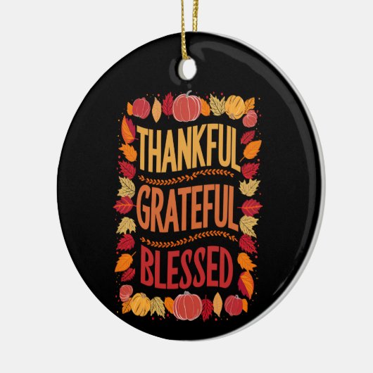 Bedankt Grateful Blessed Thanksgiving Herfst Keramisch Ornament (Links)