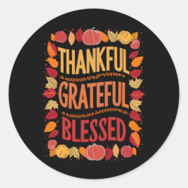 Bedankt Grateful Blessed Thanksgiving Herfst Ronde Sticker