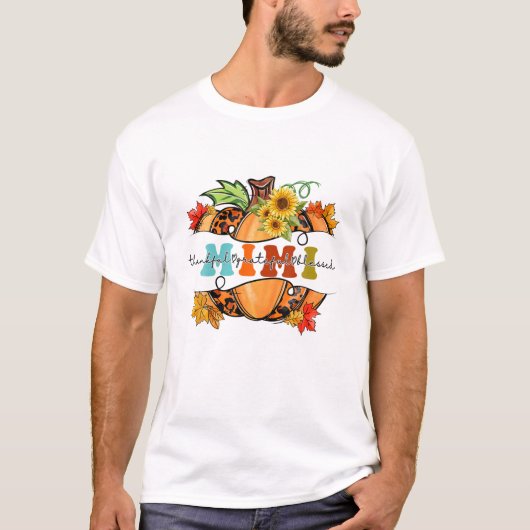 Bedankt Grateful Mimi Leopard Pumpkin Thanksgivin T-shirt (Voorkant)