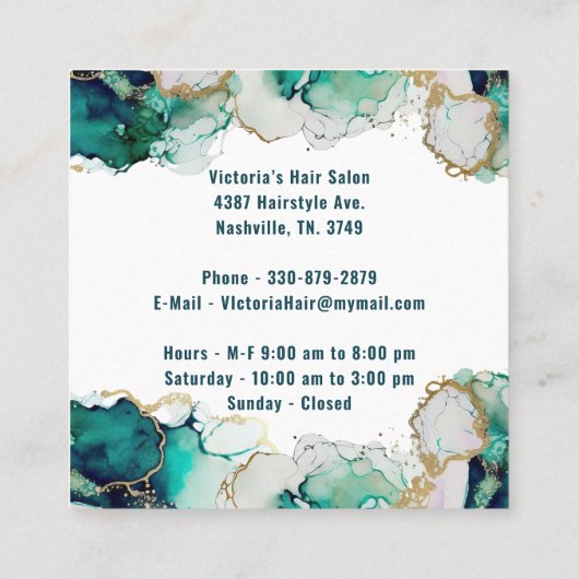 Bedankt Green Abstract Elegant Business Vierkante Visitekaartje (Achterkant)