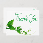 Bedankt Green and White Leaf Natuur Briefkaart (Voorkant / Achterkant)