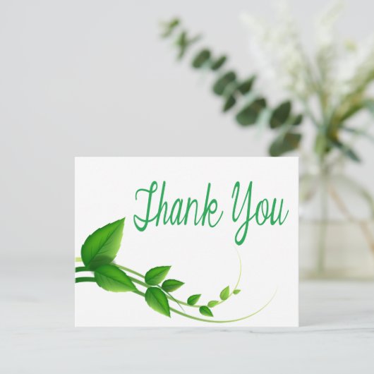 Bedankt Green and White Leaf Natuur Briefkaart (Staand voorkant)
