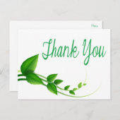 Bedankt Green and White Leaf Natuur Briefkaart (Voorkant / Achterkant)