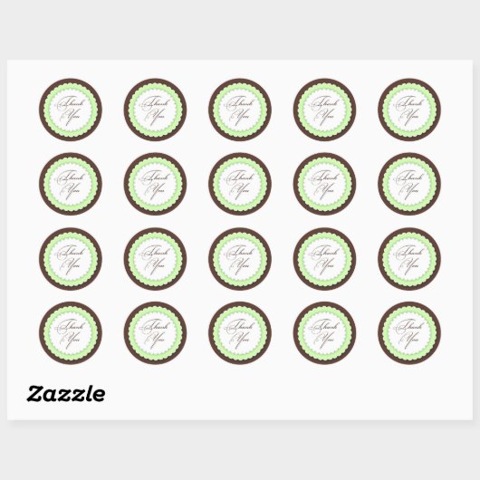 Bedankt Green Brown Ronde Sticker (Vel)