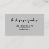 Bedankt Grey | Modern minimalistisch handgeschreve Kortingskaartje (Achterkant)