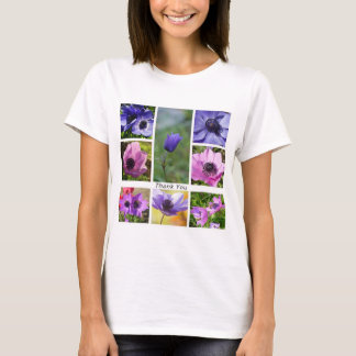 Bedankt Groet Roze en Paarse Anemoon Foto T-shirt