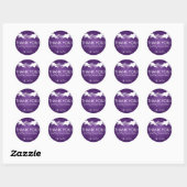 Bedankt Grunge Hearts Paarse Ronde Sticker (Vel)