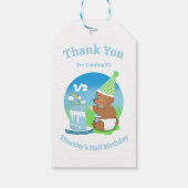 Bedankt Halve verjaardag Baby Beer met taart Cadeaulabel (Achterkant)