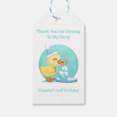 Bedankt Halve verjaardag Baby Duck met taartfeest Cadeaulabel (Voorkant)