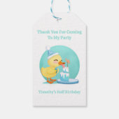 Bedankt Halve verjaardag Baby Duck met taartfeest Cadeaulabel (Achterkant)