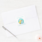 Bedankt Halve verjaardag Baby Duck met taartfeest Vierkante Sticker (Envelop)