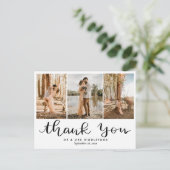 Bedankt handgeschreven | Moderne trouwfoto Briefkaart (Staand voorkant)
