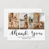 Bedankt handgeschreven | Moderne trouwfoto Briefkaart (Voorkant / Achterkant)