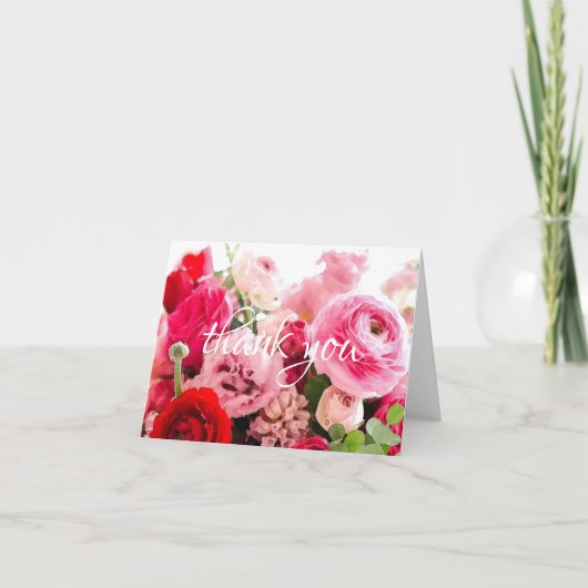 Bedankt Handgeschreven Script Waterverf Rozen Chic (Voorkant)