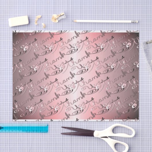 "Bedankt" Handgeschreven Silvery Roos Font Tissuepapier (Craft)