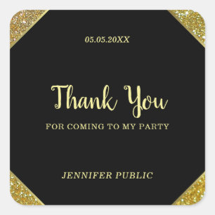Bedankt Handgeschreven Tekst Gouden Glitter Sjablo Vierkante Sticker