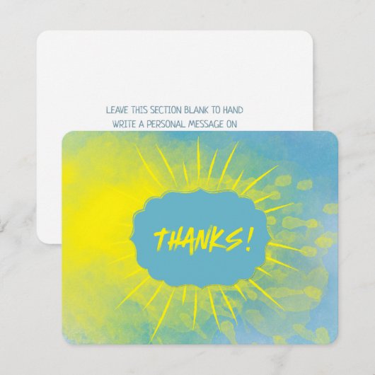 BEDANKT! Handgetrokken Waterverf Zonnestralen Geel Bedankkaart (Voorkant / Achterkant)