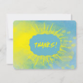 BEDANKT! Handgetrokken Waterverf Zonnestralen Geel Bedankkaart (Voorkant)