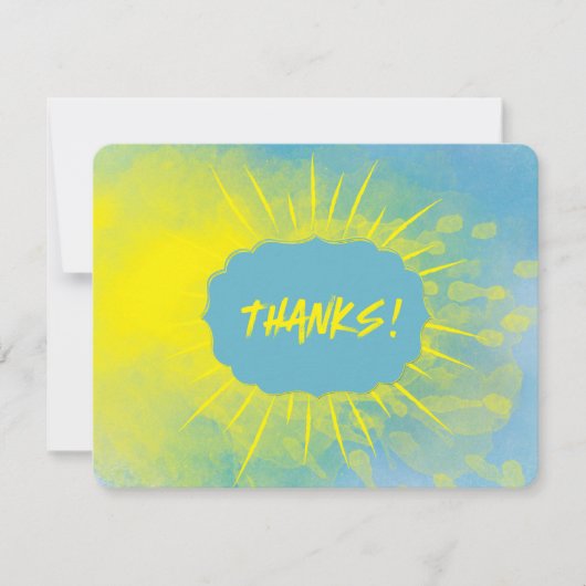 BEDANKT! Handgetrokken Waterverf Zonnestralen Geel Bedankkaart (Voorkant)