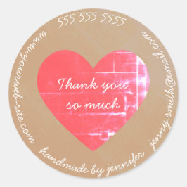 Bedankt Handmade by Heart Website E-mail Telefoon Ronde Sticker