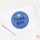 Bedankt Handmade With Love Blue Ronde Sticker (Envelop)