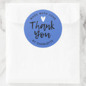 Bedankt Handmade With Love Blue Ronde Sticker (Tas)