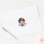 Bedankt, Happy Anime Boy Ronde Sticker (Envelop)