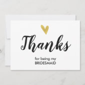 Bedankt | Hartelijk dank voor uw Bridesmaid-kaart (Voorkant)