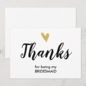Bedankt | Hartelijk dank voor uw Bridesmaid-kaart (Voorkant / Achterkant)