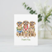 Bedankt Hawaiian Golden Retriever Dogs Briefkaart (Staand voorkant)