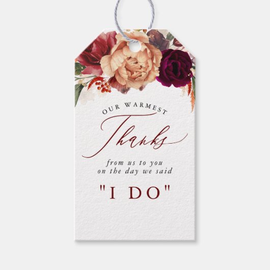 Bedankt Herfst Flowers Botanical Rustic Cadeaulabel (Voorkant)