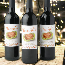 Bedankt herfst Kastanje Hart waterverf Aangepast Wijn Etiket