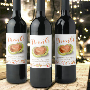 Bedankt herfst Kastanje Hart waterverf Aangepast Wijn Etiket