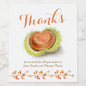 Bedankt herfst Kastanje Hart waterverf Aangepast Wijn Etiket (Enkel label)