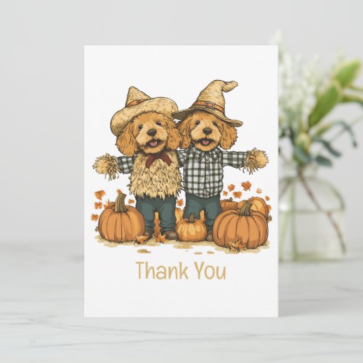 Bedankt Herfst Oogst Goldendoodle Honden (Staand voorkant)