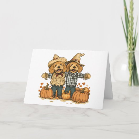 Bedankt Herfst Oogst Goldendoodle Honden (Voorkant)