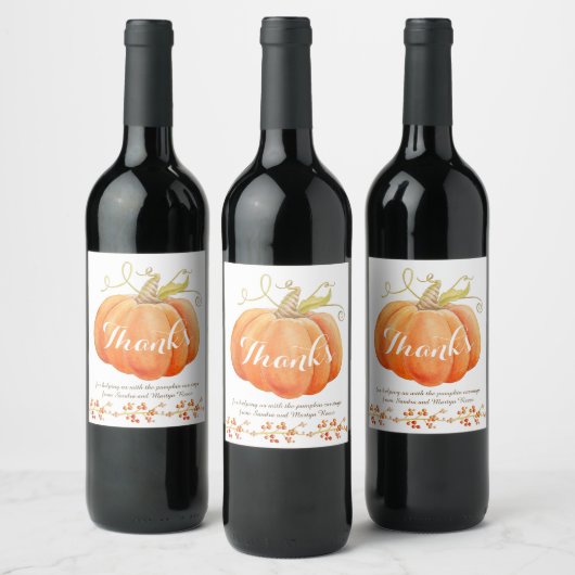 Bedankt herfst pompoen kunst aangepaste wijnlabels wijn etiket (Flessen)