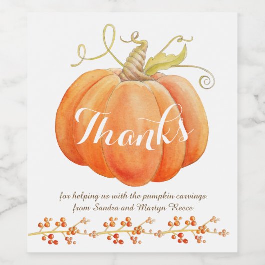 Bedankt herfst pompoen kunst aangepaste wijnlabels wijn etiket (Enkel label)