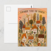 BEDANKT Herfst Schattigee Country Village Illustra Briefkaart (Voorkant / Achterkant)