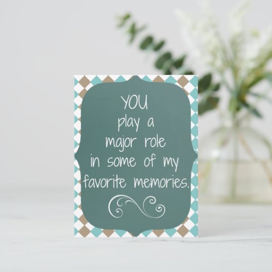 Bedankt Herinneringen Quote Briefkaart (Staand voorkant)